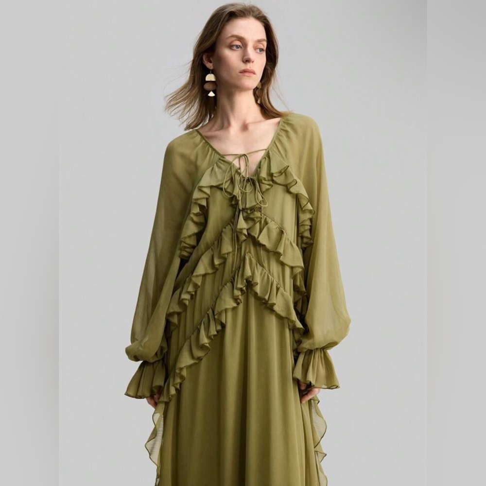 Boho ruffle chiffon dress - Picture 2 of 10